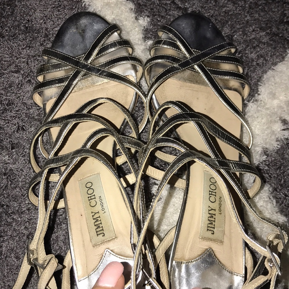 Beautiful pewter Jimmy Choo sandals